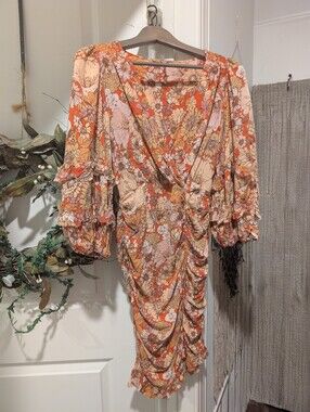 Gorgeous Free People Bohemian Botanical Floral Print Ruched Dress Size 0